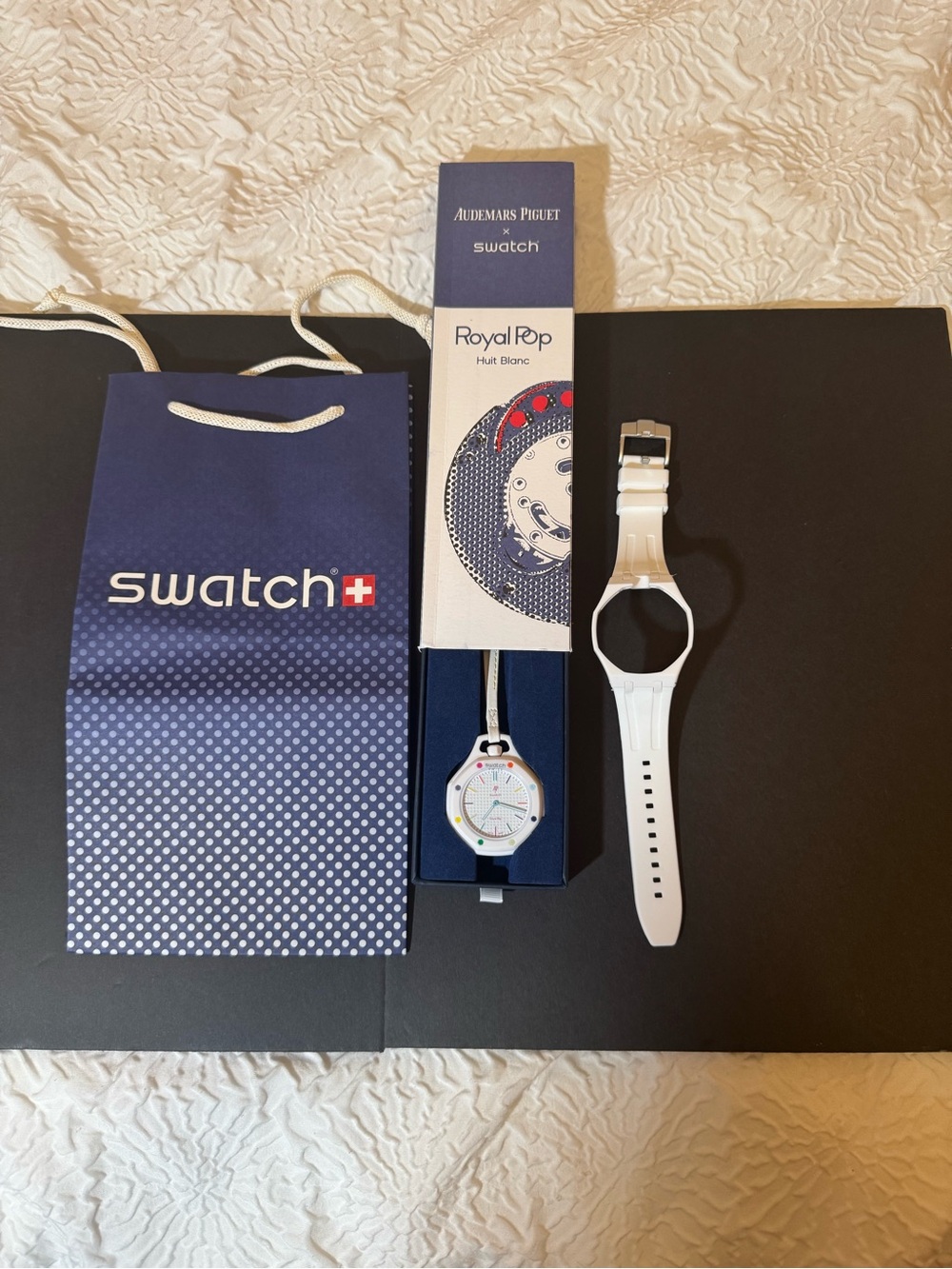 A.P. x Swatch Royal Pop Huit Blanc – Brand New + Bonus Gift